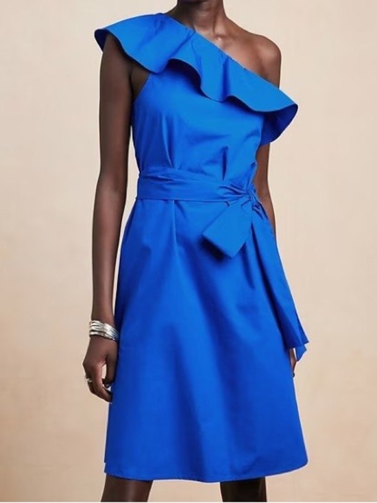 Banana Republic Dresses & Skirts - Banana Republic One-Shoulder Ruffle Dress in Cobalt Blue